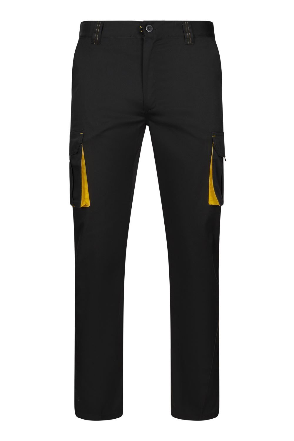 Pantalón de trabajo stretch multibolsillos bicolor en combinación Negro/Amarillo, modelo Velilla 103024S