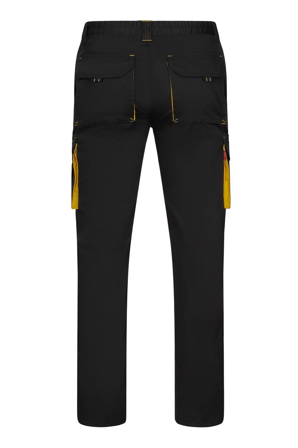 Pantalón de trabajo stretch multibolsillos bicolor en combinación Negro/Amarillo, modelo Velilla 103024S