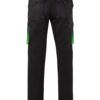 Pantalón de trabajo stretch multibolsillos bicolor en combinación Negro/Verde Lima, modelo Velilla 103024S