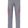 Pantalón de trabajo stretch multibolsillos bicolor en combinación Gris/Rojo, modelo Velilla 103024S