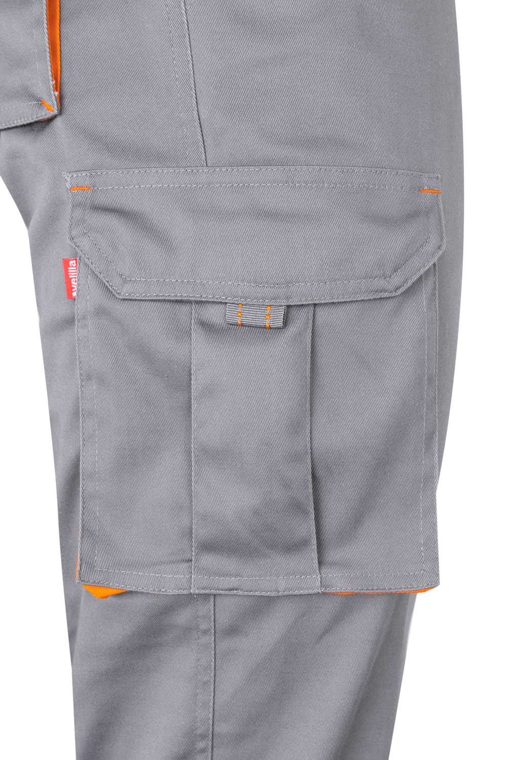 Pantalón de trabajo stretch multibolsillos bicolor en combinación Gris/Naranja, modelo Velilla 103024S