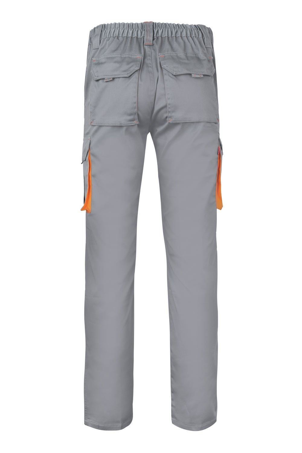 Pantalón de trabajo stretch multibolsillos bicolor en combinación Gris/Naranja, modelo Velilla 103024S