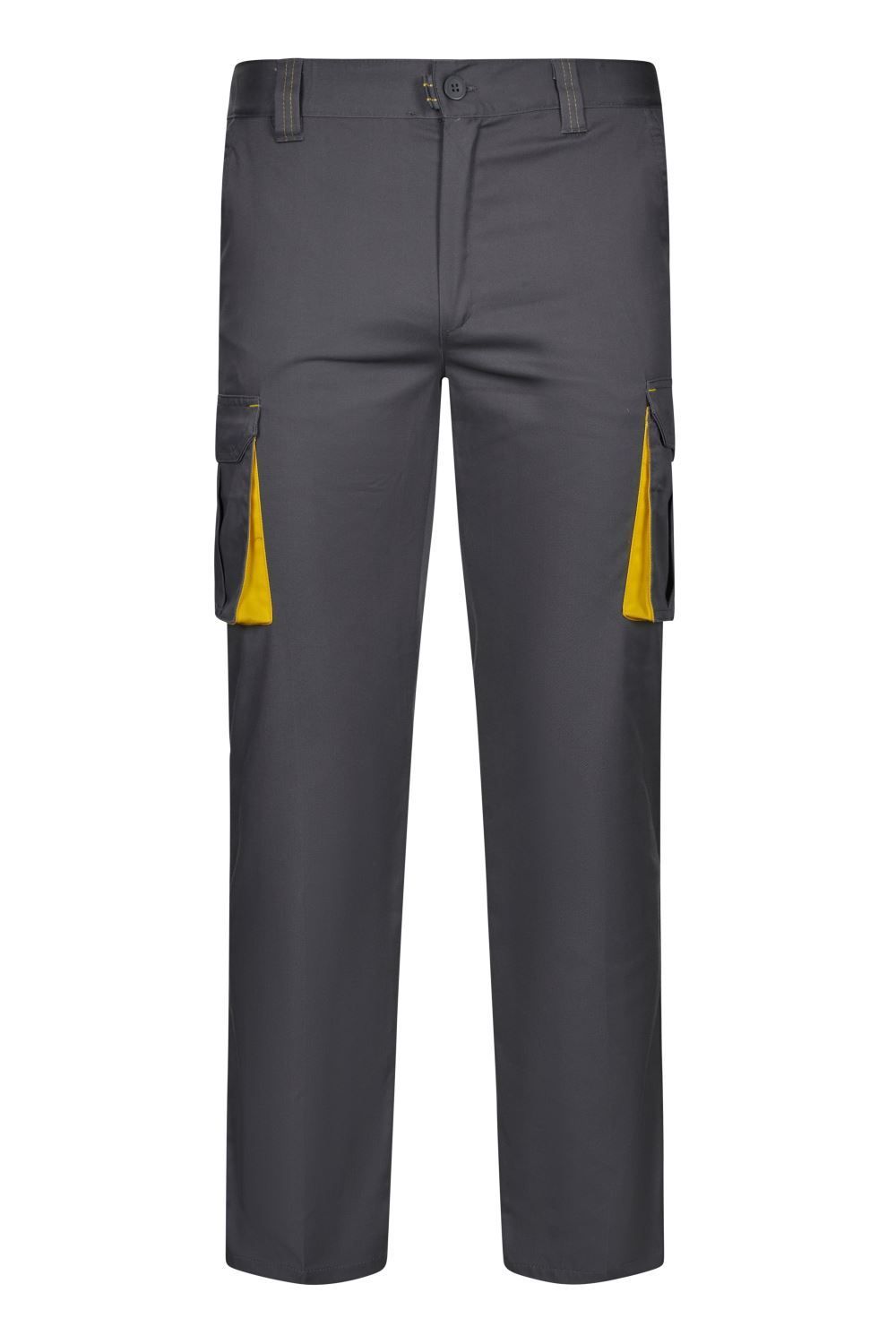 Pantalón de trabajo stretch multibolsillos bicolor en combinación Gris/Amarillo, modelo Velilla 103024S