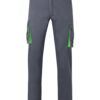 Pantalón de trabajo stretch multibolsillos bicolor en combinación Gris/Verde Lima, modelo Velilla 103024S