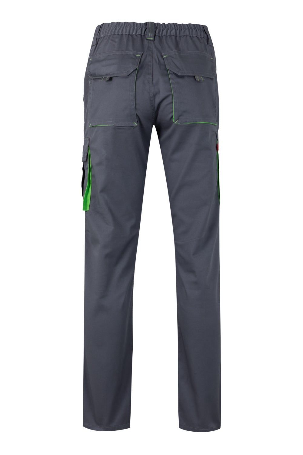 Pantalón de trabajo stretch multibolsillos bicolor en combinación Gris/Verde Lima, modelo Velilla 103024S