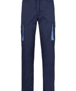 Pantalón de trabajo stretch multibolsillos bicolor en combinación Azul Navy/Celeste, modelo Velilla 103024S