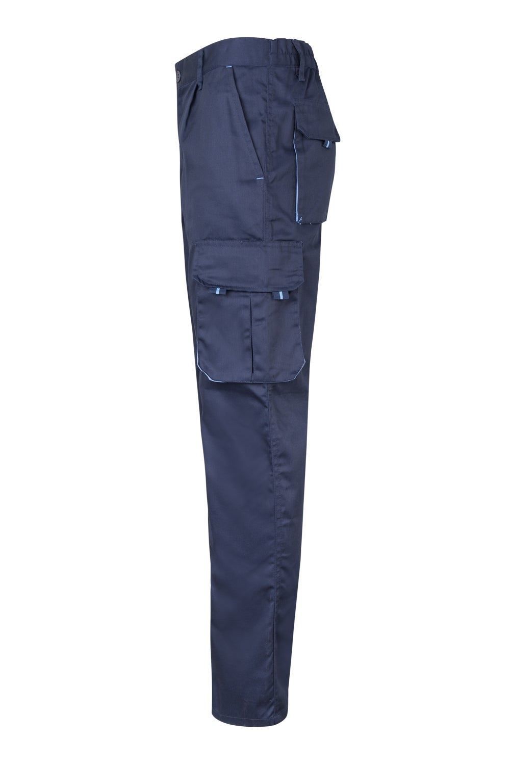 Pantalón de trabajo stretch multibolsillos bicolor en combinación Azul Navy/Celeste, modelo Velilla 103024S