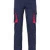 Pantalón de trabajo stretch multibolsillos bicolor en combinación Azul Navy/Rojo, modelo Velilla 103024S