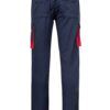 Pantalón de trabajo stretch multibolsillos bicolor en combinación Azul Navy/Rojo, modelo Velilla 103024S