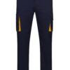 Pantalón de trabajo stretch multibolsillos bicolor en combinación Azul Navy/Amarillo, modelo Velilla 103024S