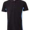 Polo de trabajo en negro con detalles en celeste, modelo Velilla 105504, manga corta