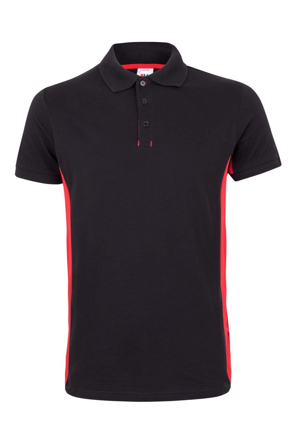 Polo de trabajo bicolor en negro y rojo, modelo Velilla 105504, manga corta