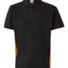 Polo de trabajo bicolor en negro y naranja, modelo Velilla 105504, manga corta