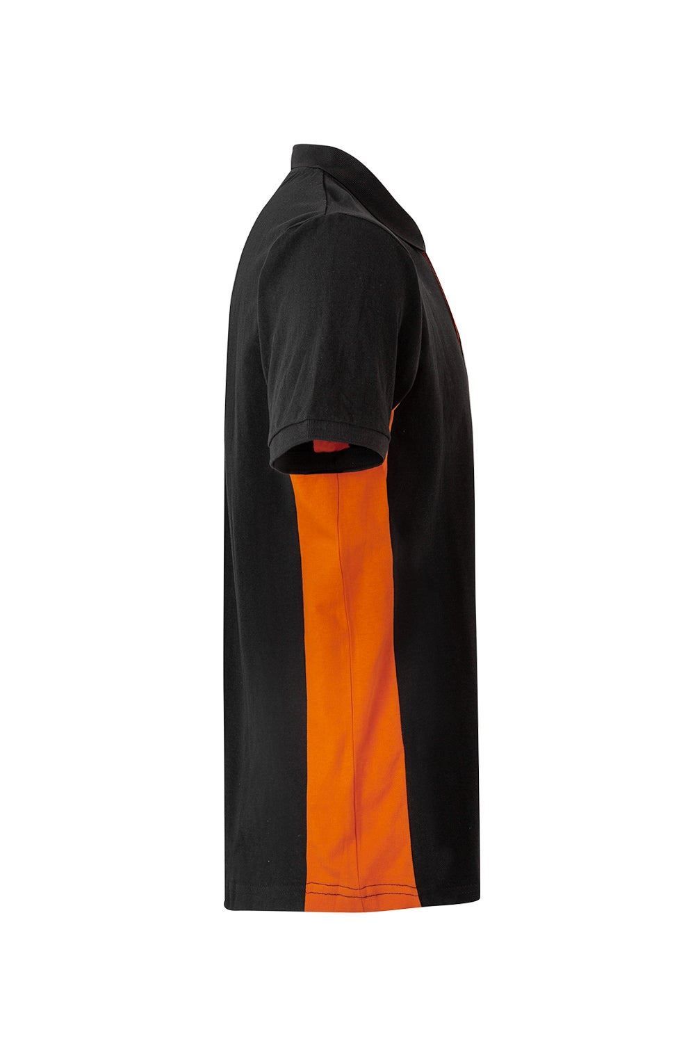 Polo de trabajo bicolor en negro y naranja, modelo Velilla 105504, manga corta