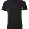 Polo de trabajo en negro con detalles en verde lima, modelo Velilla 105504, manga corta