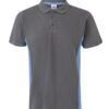 Polo de trabajo en gris con detalles celeste, modelo Velilla 105504, manga corta
