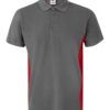 Polo de trabajo en gris con detalles rojos, modelo Velilla 105504, manga corta