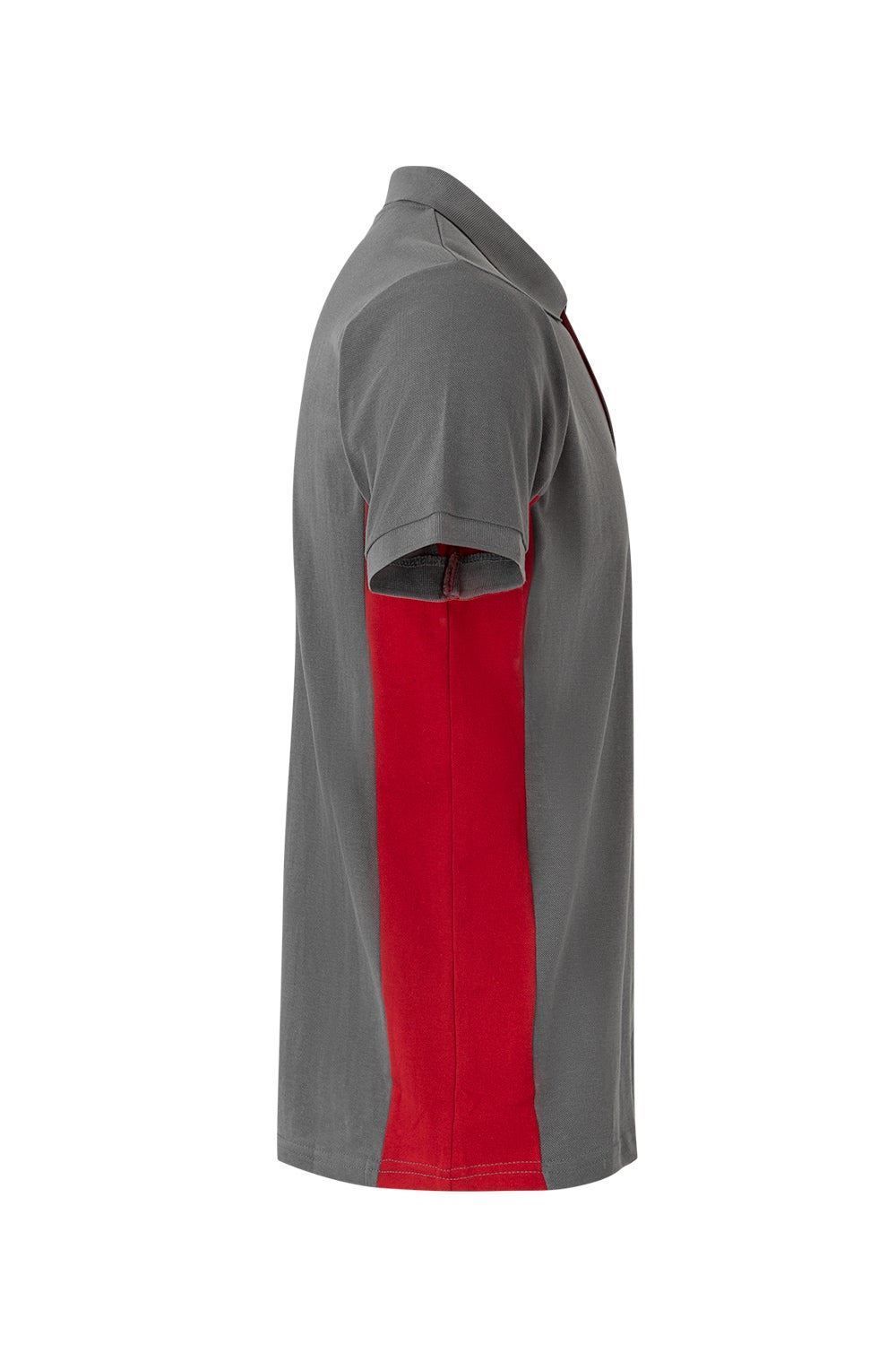 Polo de trabajo en gris con detalles rojos, modelo Velilla 105504, manga corta