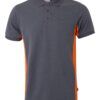 Polo de trabajo en gris con detalles naranjas, modelo Velilla 105504, manga corta