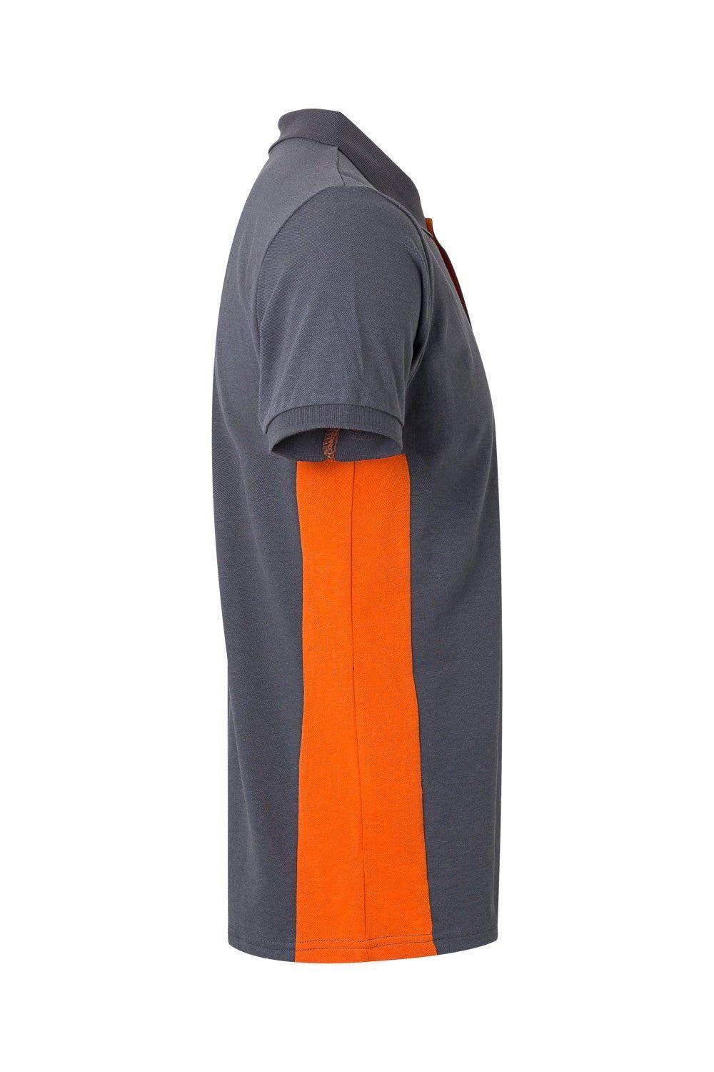 Polo de trabajo en gris con detalles naranjas, modelo Velilla 105504, manga corta