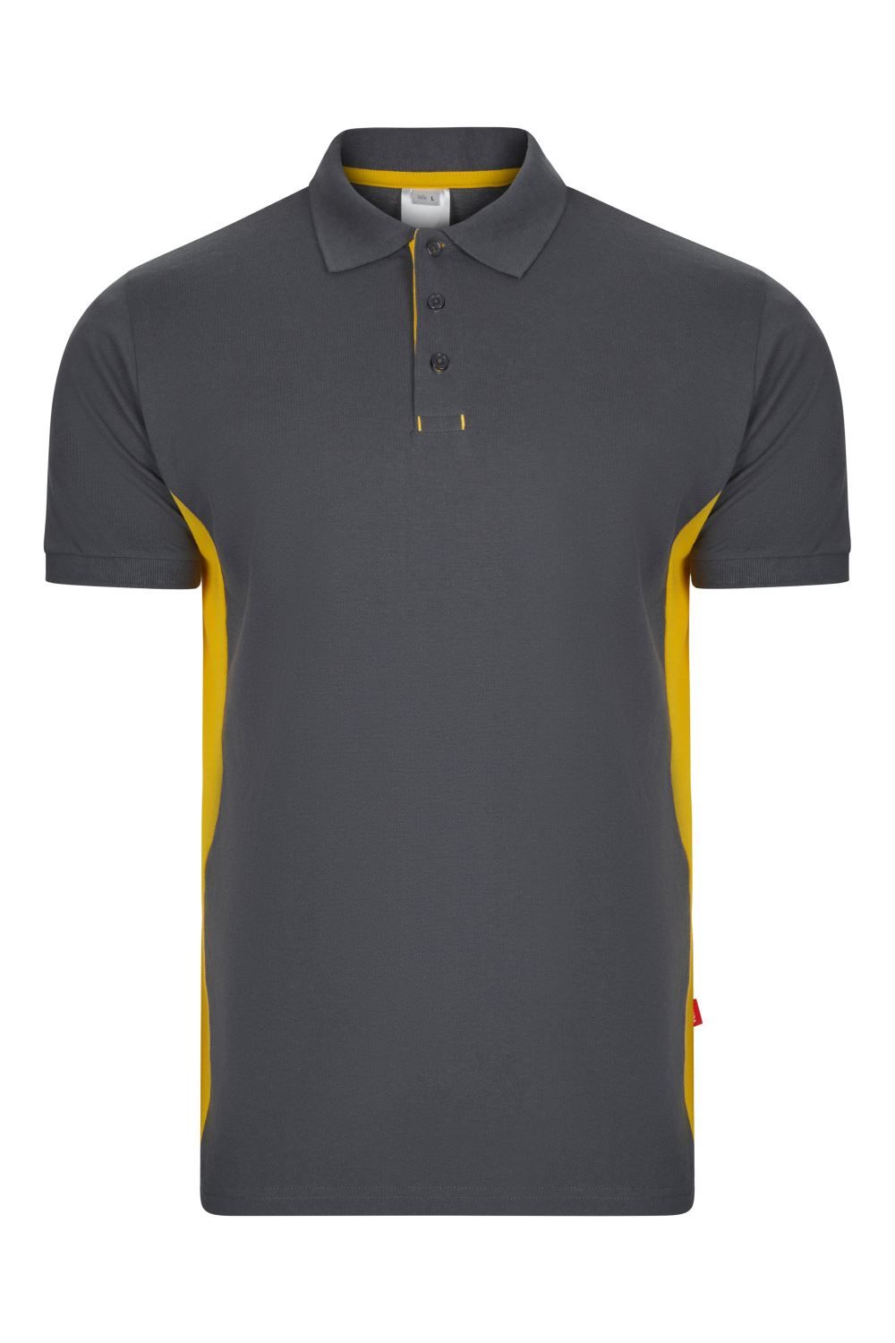 Polo de trabajo en gris con detalles amarillo, modelo Velilla 105504, manga corta