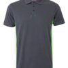 Polo de trabajo en gris con detalles verde lima, modelo Velilla 105504, manga corta