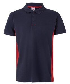 Polo de trabajo bicolor en azul marino y rojo, modelo Velilla 105504, manga corta