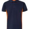 Polo de trabajo bicolor en azul marino y naranja, modelo Velilla 105504, manga corta
