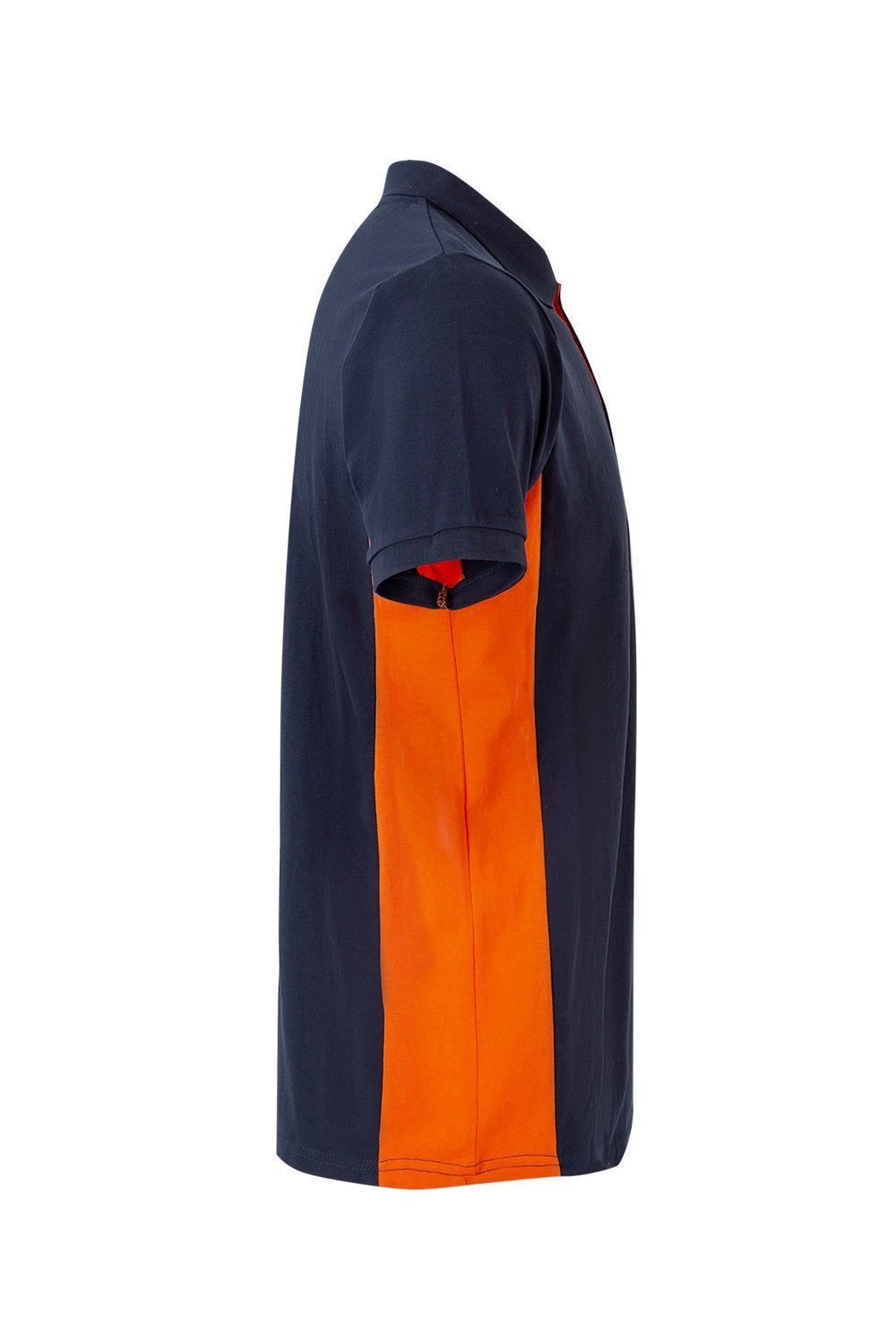 Polo de trabajo bicolor en azul marino y naranja, modelo Velilla 105504, manga corta