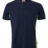 Polo de trabajo bicolor en azul marino y lima, modelo Velilla 105504, manga corta