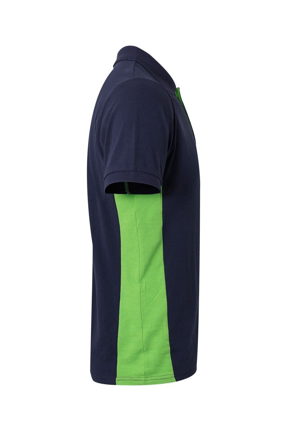 Polo de trabajo bicolor en azul marino y lima, modelo Velilla 105504, manga corta