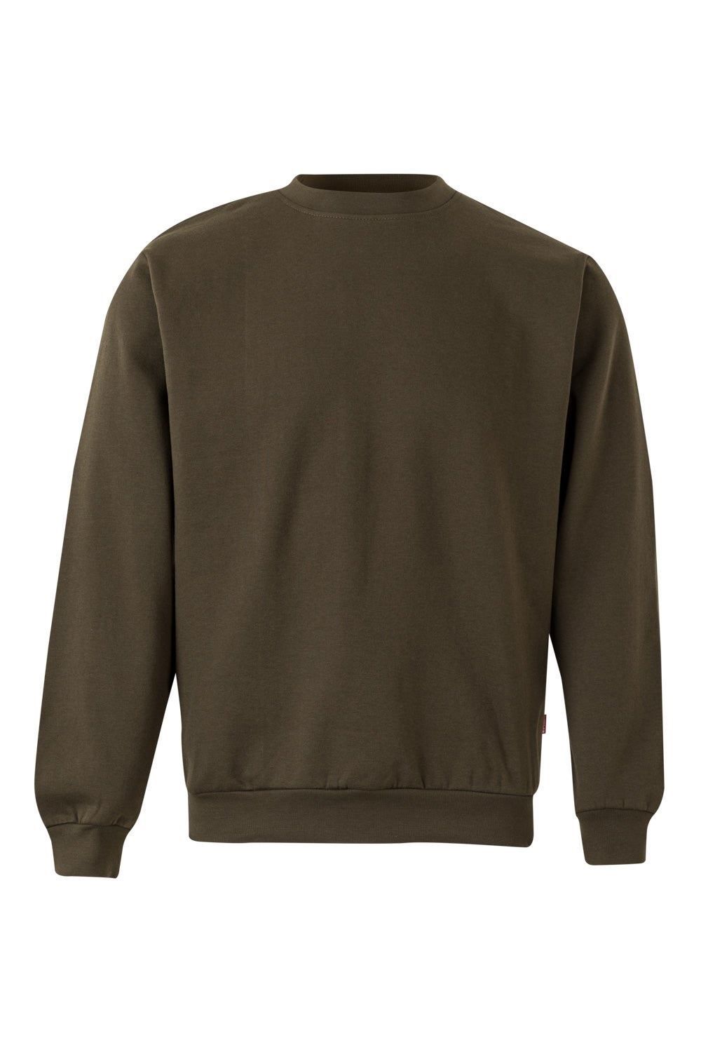 Sudadera de trabajo con cuello redondo Velilla 105701 en color verde caza, resistente y cómoda para uso laboral diario