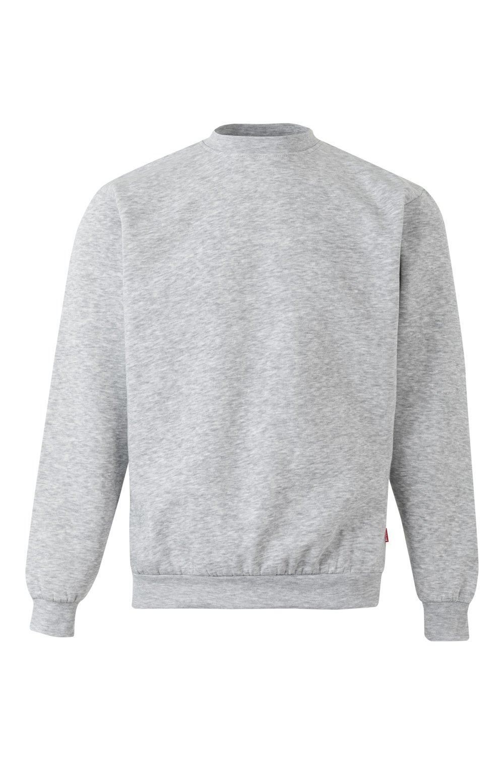 Sudadera de trabajo con cuello redondo Velilla 105701 en color gris jaspeado, resistente y cómoda para uso laboral diario