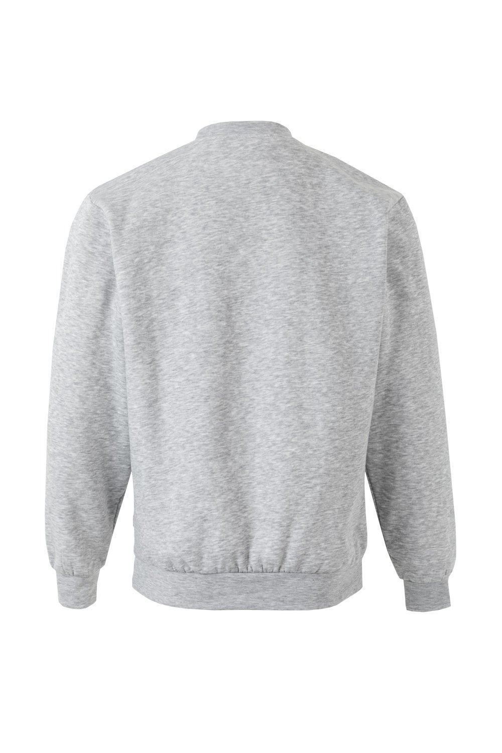 Sudadera de trabajo con cuello redondo Velilla 105701 en color gris jaspeado, resistente y cómoda para uso laboral diario