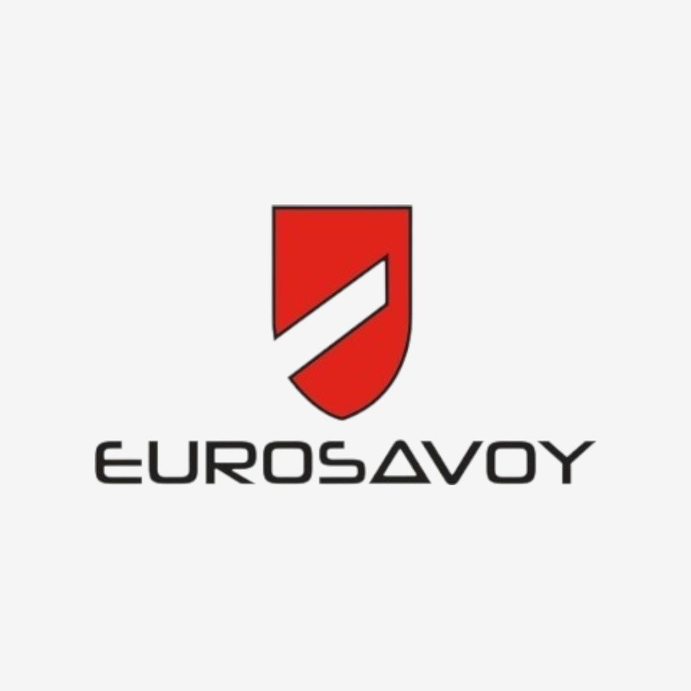 Logotipo de Eurosavoy con escudo rojo y texto moderno en negro