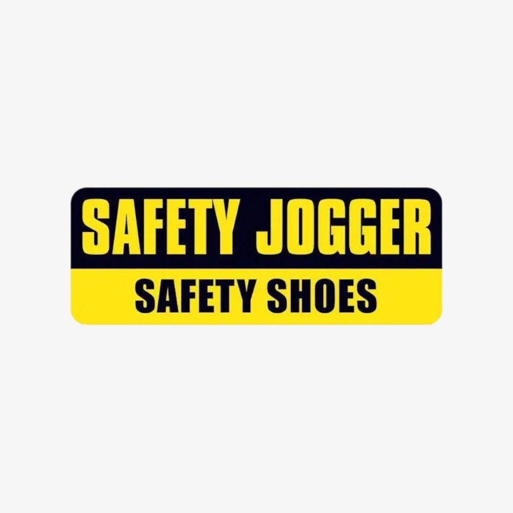 Logotipo de Safety Jogger con fondo amarillo y letras negras para calzado de protección