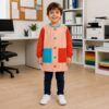 Babi Infantil Rayas Rojas con bolsillos de Popelín Galaxy para guardería y colegio