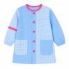 Babi infantil azul celeste vichy con detalles fucsia para guardería y colegio confeccionado artesanalmente por Unifor Gran