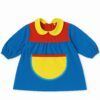 Babi Infantil Azul Amarillo con cuello redondo y bolsillo liso