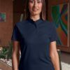 Polo señora cuello mao transpirable con tejido Coolmax en color azul marino para uso profesional