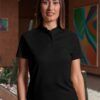 Polo señora cuello mao transpirable con tejido Coolmax en color negro para uso profesional