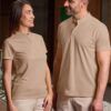polo unisex cuello mao beige