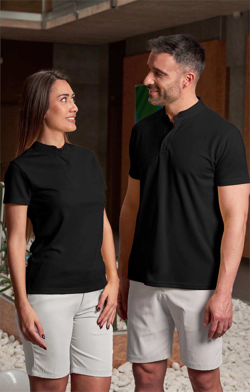 polo unisex cuello mao negro