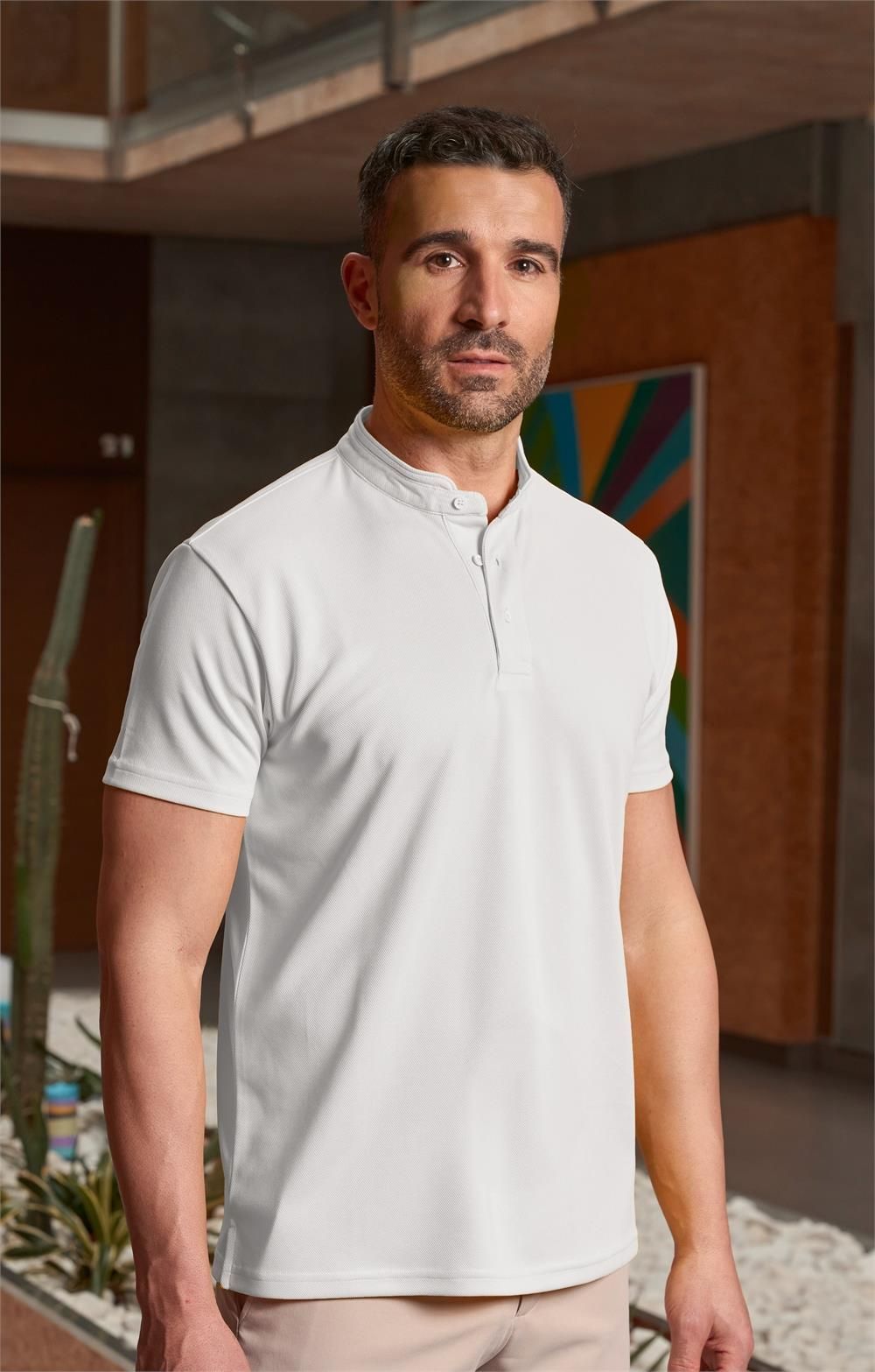 polo unisex cuello mao blanco