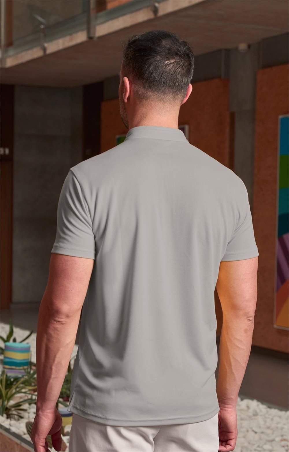 polo unisex cuello mao gris plata