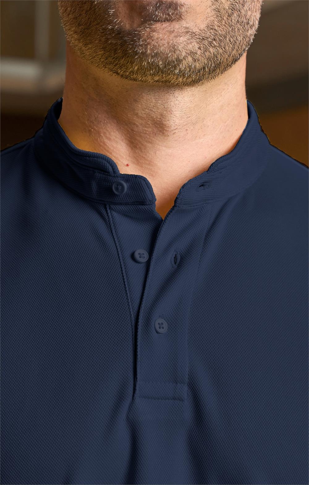 polo unisex cuello mao azul marino