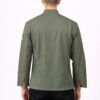 Chaqueta de cocina hombre microfibra transpirable verde con broches ocultos uniforme profesional chef