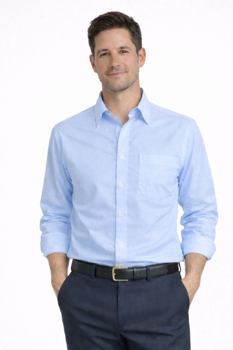 Camisa de trabajo celeste hombre corte clásico no entallada Unifor Gran