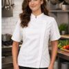 Chaqueta de cocina mujer blanca transpirable microfibra Gratió uniforme hostelería profesional