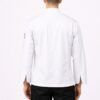 Chaqueta de cocina hombre microfibra transpirable blanca con broches ocultos uniforme profesional chef